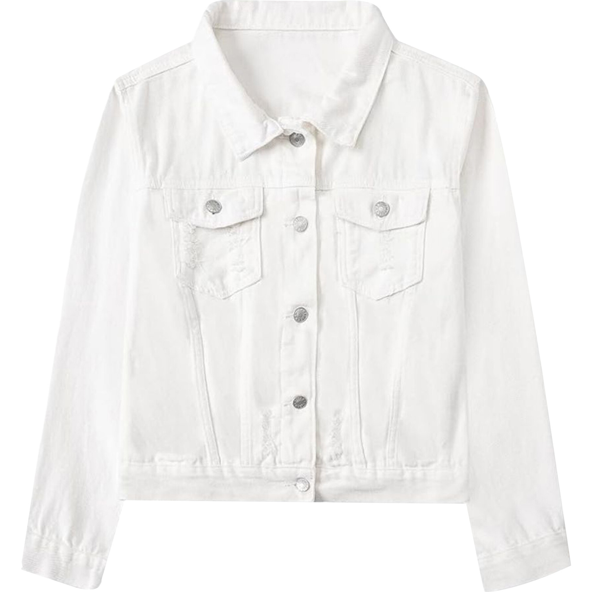 Embroidered Bow Stitch Back Denim Jacket, White - Jackets - 1