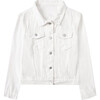 Embroidered Bow Stitch Back Denim Jacket, White - Jackets - 1 - thumbnail