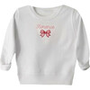 Embroidered Bow Stitch Front Long Sleeve Sweatshirt, White - Sweatshirts - 1 - thumbnail