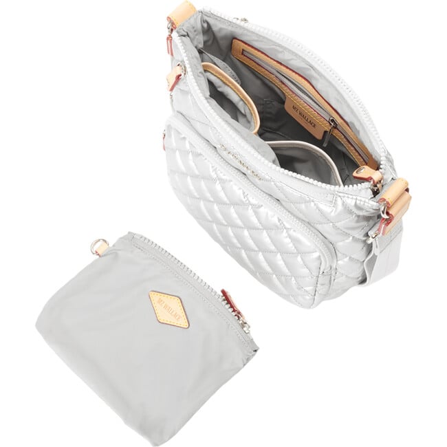 Women's Metro Scout Deluxe Quilt Crossbody Sling Bag, Matte Silver - Bags - 3