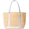 Women's Medium Raffia Tote, Matte Silver - Bags - 1 - thumbnail