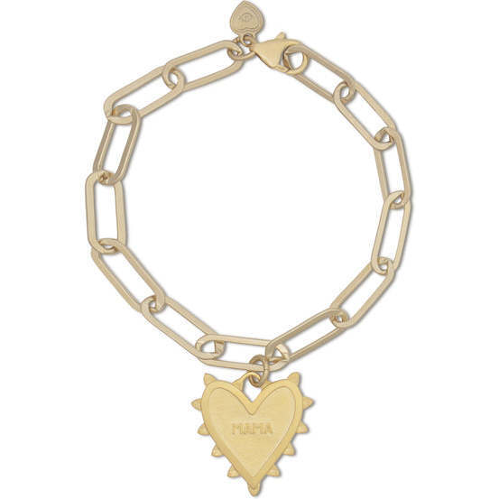 Women's Radiant Mama Heart Charm Link Chain Bracelet, Gold
