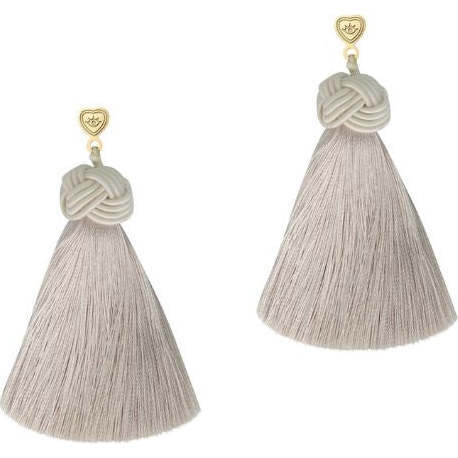 Women's Hart's Signature Top-Knot Tassel Earrings, Bone - Earrings - 1