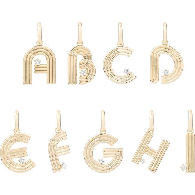 Women's Groovy Diamond Initial Charm - Charms - 2