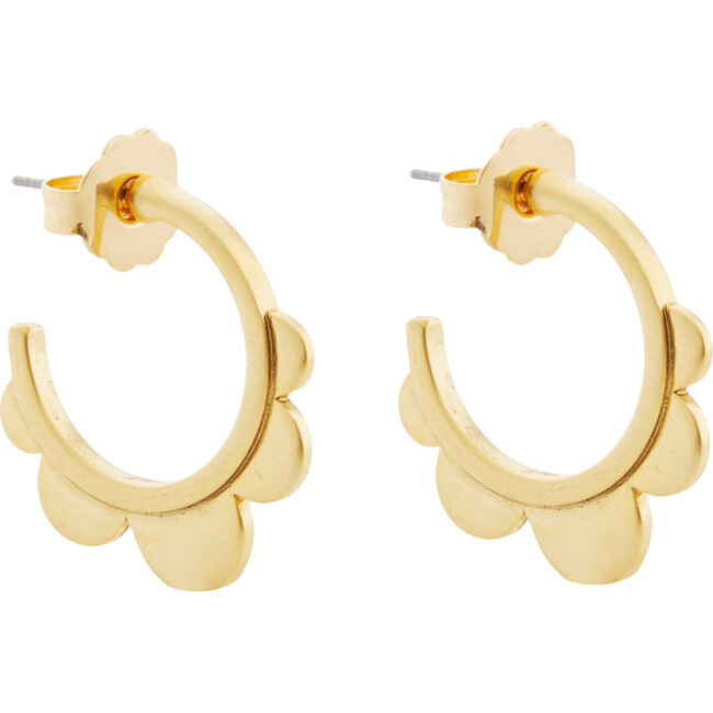 Women's Scallop Semi-Hoop Earrings, Gold