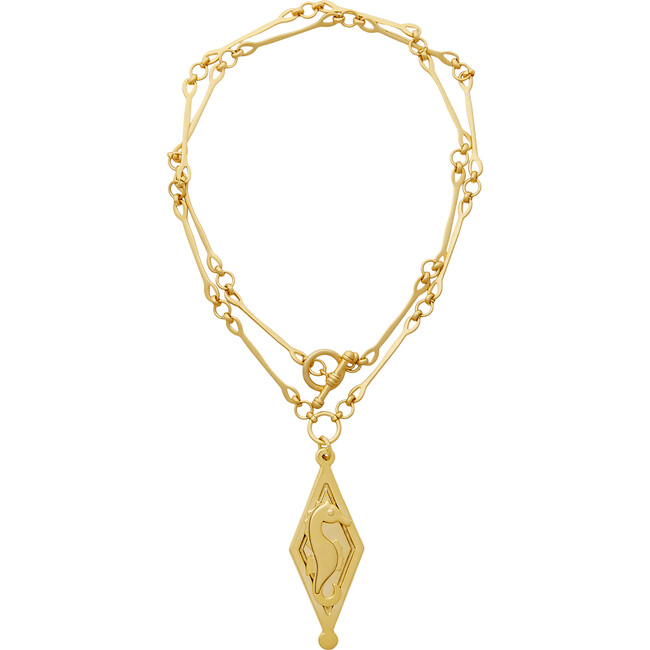 Women's Finn Seahorse Pendant String Chain Link Necklace, Gold