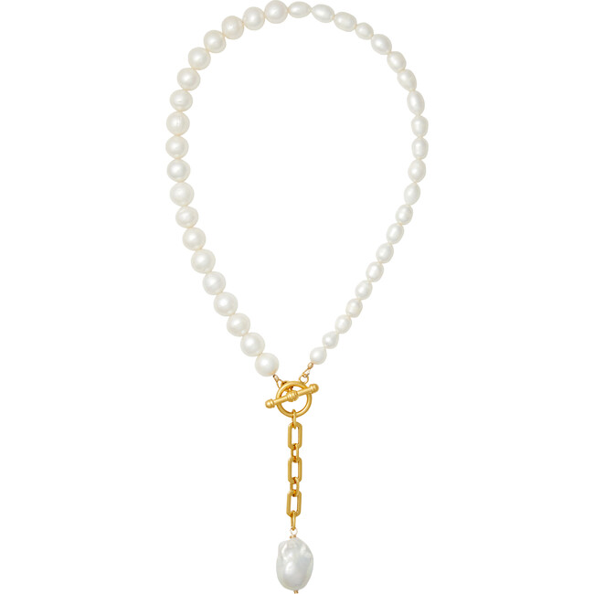 Women's Ethereal Large Baroque Pearl Drop Necklace, Pearl