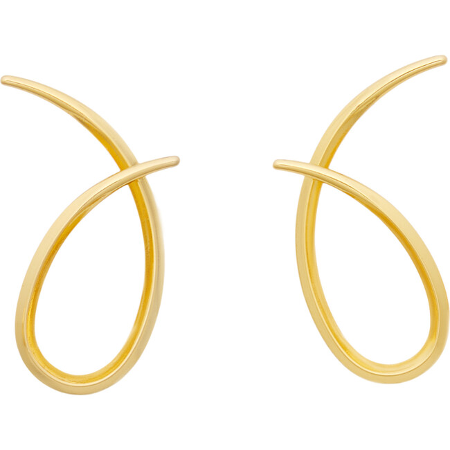 Women's Splash Overlapping Hoop Handmade Earrings, Gold