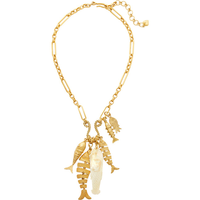 Women's Go Fish Adjustable Hook Necklace, Gold