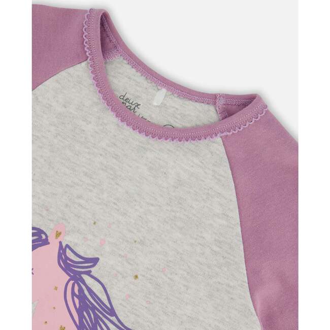Unicorns Print Organic Cotton 2-Piece Pajama Set, Mauve - Pajamas - 3