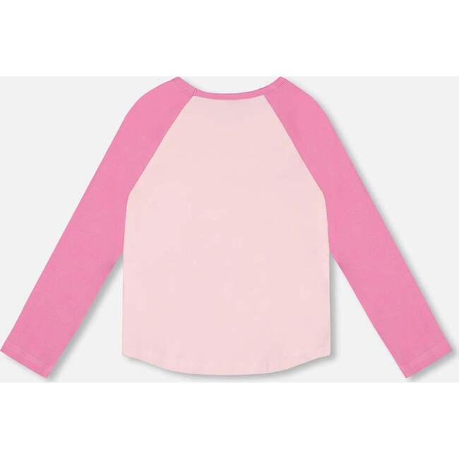 Unicorn Print Long Raglan Sleeve Baseball Top, Pink - T-Shirts - 3