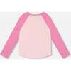 Unicorn Print Long Raglan Sleeve Baseball Top, Pink - T-Shirts - 3