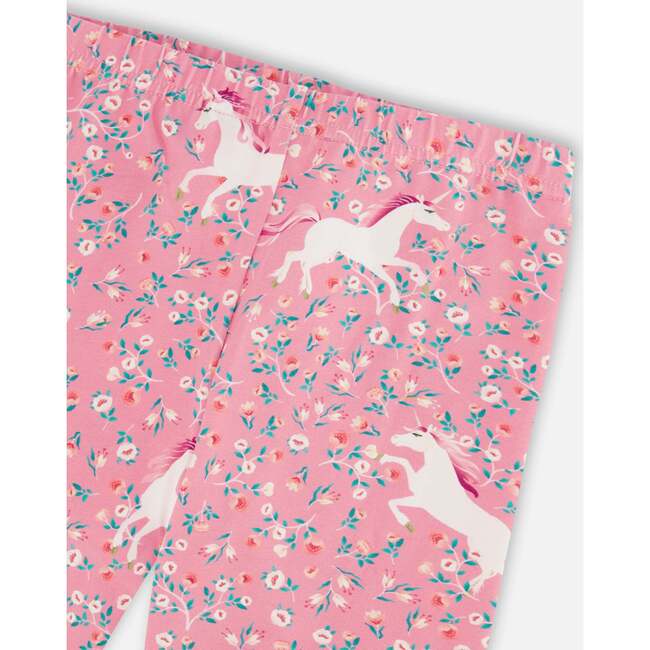 Unicorn Print Leggings, Pink - Leggings - 4