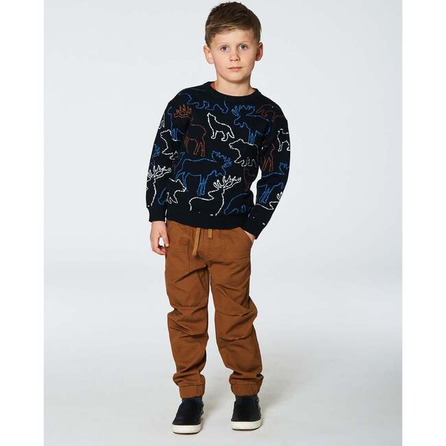 Sweater With Intarsia Animal Forest, Black - Sweaters - 2