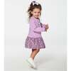 Super Soft Long Sleeve Mini Flowers Print Skirt Dress, Lilac - Dresses - 4