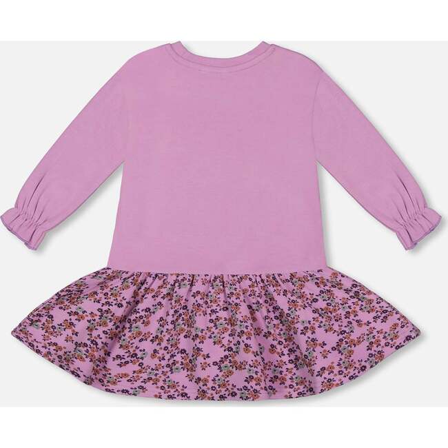 Super Soft Long Sleeve Mini Flowers Print Skirt Dress, Lilac - Dresses - 5