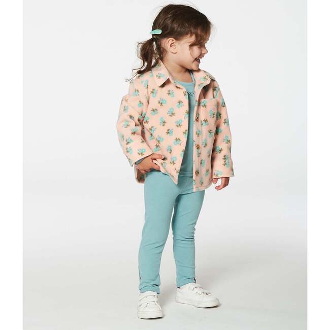 Super Soft Embroidered Brushed Rib Leggings, Light Blue - Leggings - 3