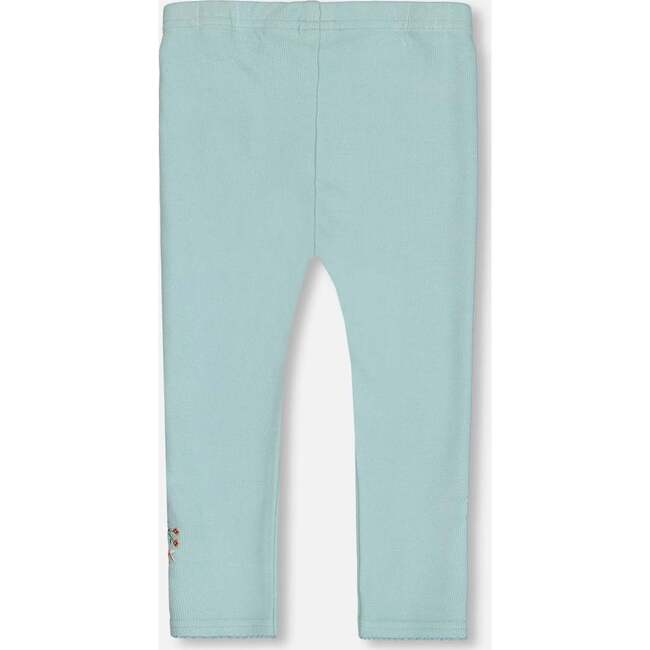 Super Soft Embroidered Brushed Rib Leggings, Light Blue - Leggings - 4
