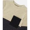 Super Soft Color-Block Quilted Pocket Top, Beige & Black - T-Shirts - 5