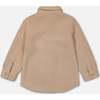 Sherpa Long Sleeve Buttoned Pockets Overshirt, Beige - Jackets - 3