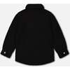 Sherpa Long Sleeve Buttoned Pockets Overshirt, Black - Jackets - 3