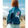 Sequin Unicorn Back Ruffle Hem Stretch Jacket, Denim - Jackets - 3