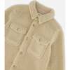 Sherpa Long Sleeve Buttoned Pockets Overshirt, Beige - Jackets - 4