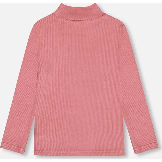 Ribbed Super Soft Brushed Mock Neck Top, Pink - T-Shirts - 2