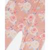 Roses Print Organic Cotton One-Piece Pajama, Old Pink - Pajamas - 3