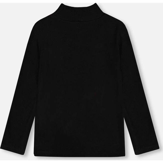 Ribbed Super Soft Brushed Mock Neck Top, Black - T-Shirts - 2