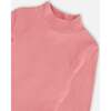 Ribbed Super Soft Brushed Mock Neck Top, Pink - T-Shirts - 3