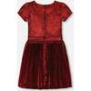 Round Neck Short Sleeve Pleated Skirt Dress, Metallic Red - Dresses - 4