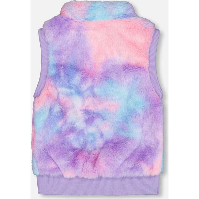 Ribbed Trim Faux Fur Sleeveless Vest, Multicolor - Vests - 4