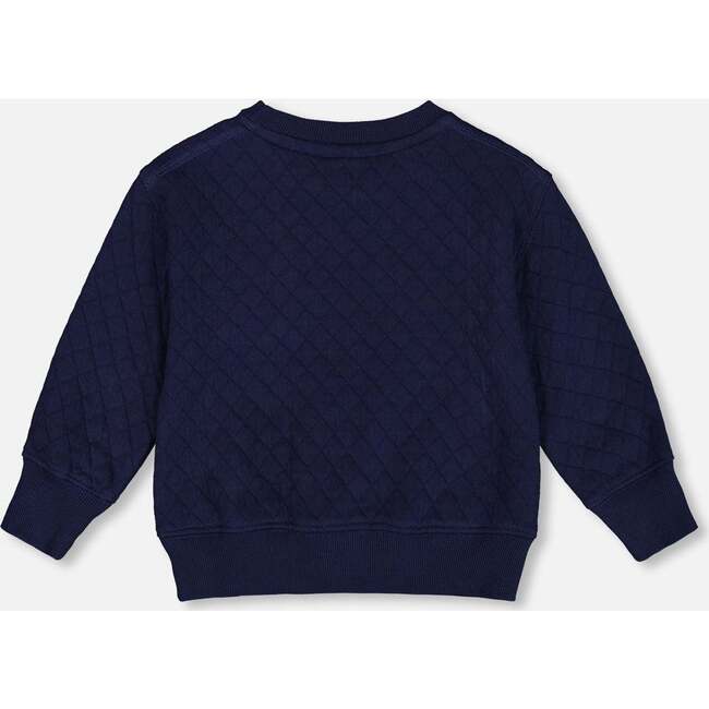 Ribbed Hem Quilted Pocket Sweatshirt, Navy - Sweatshirts - 3