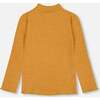 Ribbed Long Sleeve Ruffle Mock Neck Top, Golden Brown - T-Shirts - 3