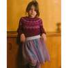 Vertical Striped Tulle Skirt, Gradient Blue, Pink, Mauve - Skirts - 2