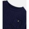 Ribbed Hem Quilted Pocket Sweatshirt, Navy - Sweatshirts - 4