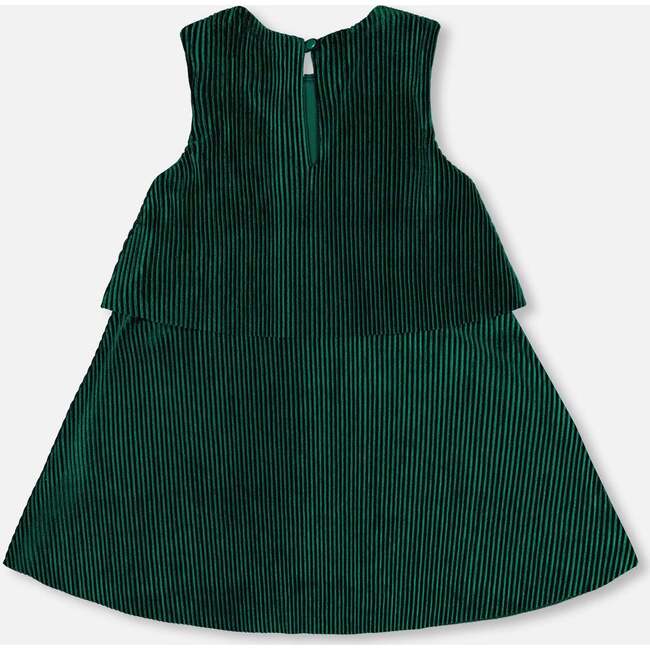 Ribbed Eyelet Collar Sleeveless Tiered A-Line Dress, Forest Green - Dresses - 3