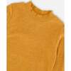 Ribbed Long Sleeve Ruffle Mock Neck Top, Golden Brown - T-Shirts - 4