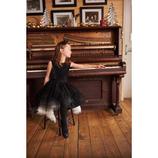 Ribbed Bodice Sleeveless Tulle Skirt Dress, Black - Dresses - 2