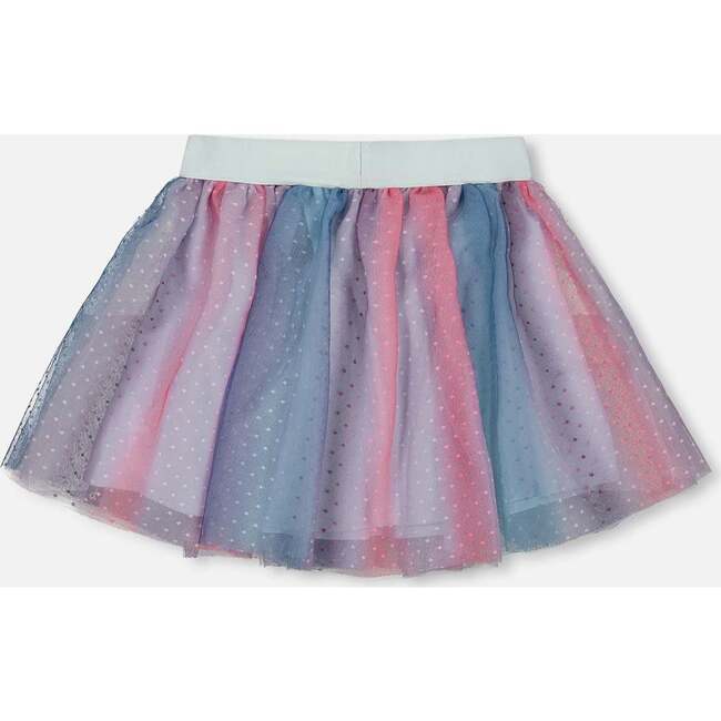 Vertical Striped Tulle Skirt, Gradient Blue, Pink, Mauve - Skirts - 4