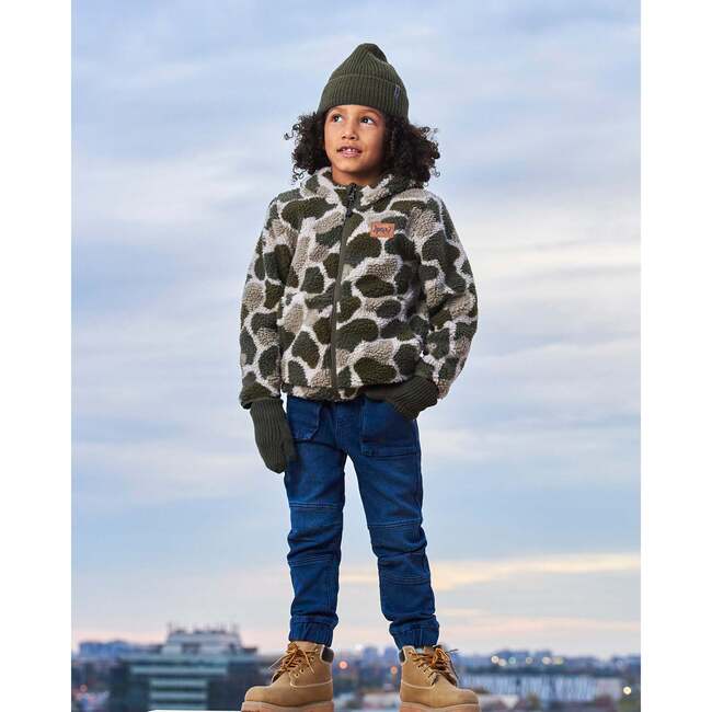 Reversible Sherpa Jacket, Camouflage Green - Puffers & Down Jackets - 2