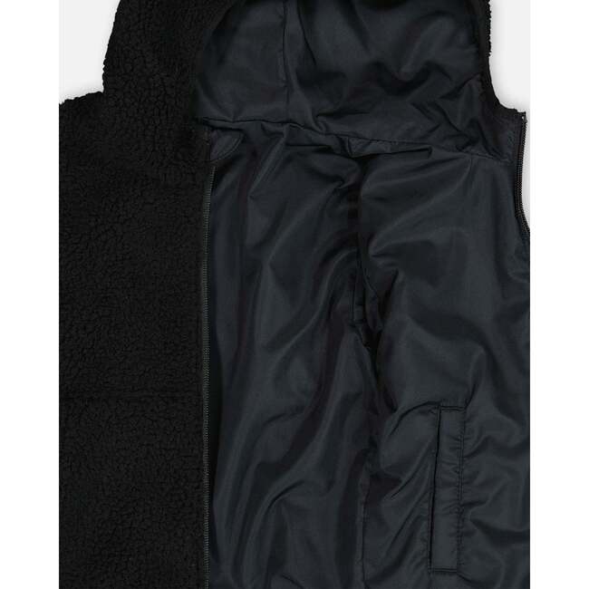 Reversible Sherpa Jacket, Black - Puffers & Down Jackets - 3