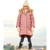 Puffy Long Coat, Dusty Pink With Small Flowers - Jackets - 2