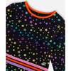 Rainbow Star Print Long Sleeve Foil Dress, Black - Dresses - 4