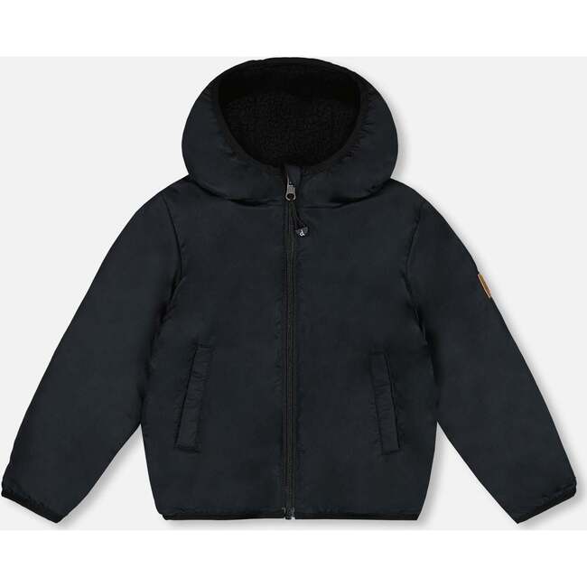 Reversible Sherpa Jacket, Black - Puffers & Down Jackets - 6