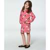 Pug Print Long Sleeve Fleece Dress With Pocket, Magenta - Dresses - 2