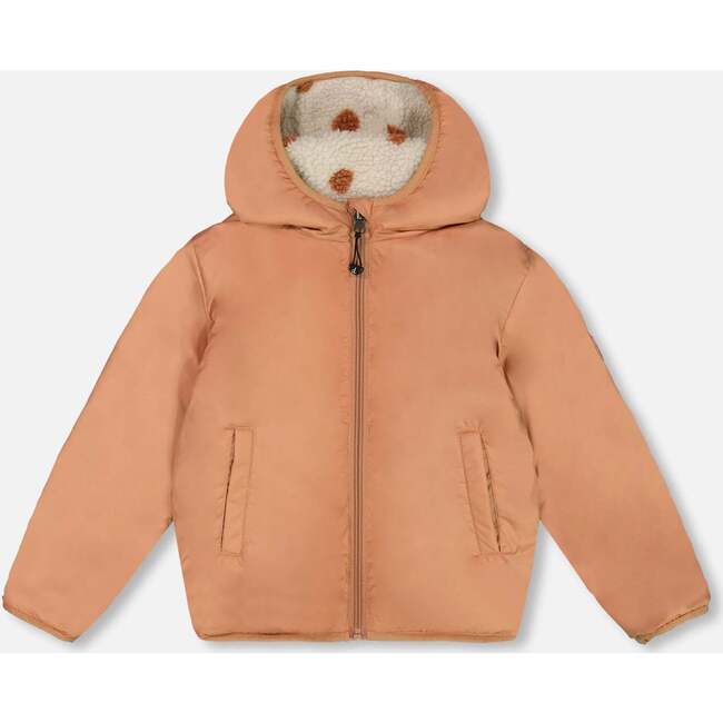 Reversible Sherpa Jacket, Pinky Brown With Dots - Puffers & Down Jackets - 7