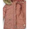 Puffy Long Coat, Dusty Pink With Small Flowers - Jackets - 3