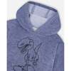 Super Soft Brushed Hooded T-Shirt With Print, Blue - T-Shirts - 4